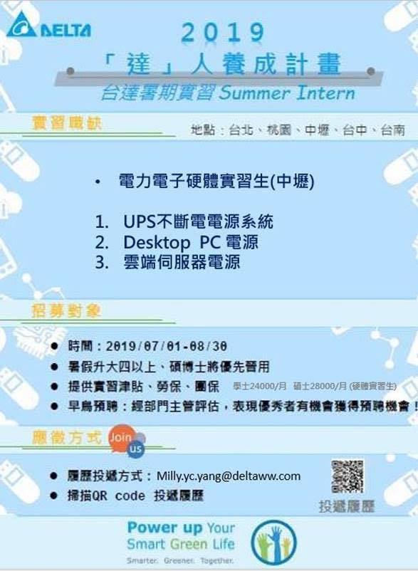 2019達人養成計畫-台達暑期實習